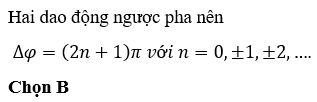 Cho hai dao động điều hòa cùng phương, cùng tần số và ngược pha nhau (ảnh 1)