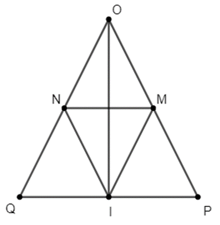 Cho tam giác OPQ cân tại O có I là trung điểm của PQ. Kẻ IM // OQ. (M thuộc OP) (ảnh 1)