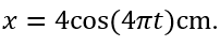 Một chất điểm dao động điều hòa có phương trình dao động x= 4 cos (4pit ) cm (ảnh 1)