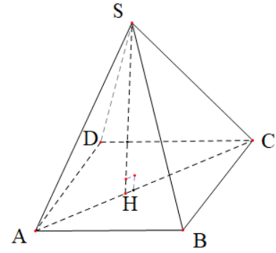 Cho hình chóp S.ABCD có đáy ABCD là hình vuông cạnh bằng 2; tam giác SAC vuông tại S và nằm trong mặt phẳng vuông góc với đáy.  (ảnh 1)