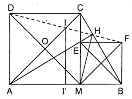 Gọi M là điểm bất kì trên đoạn thẳng AB. Vẽ về một phía của AB các hình vuông  (ảnh 1)