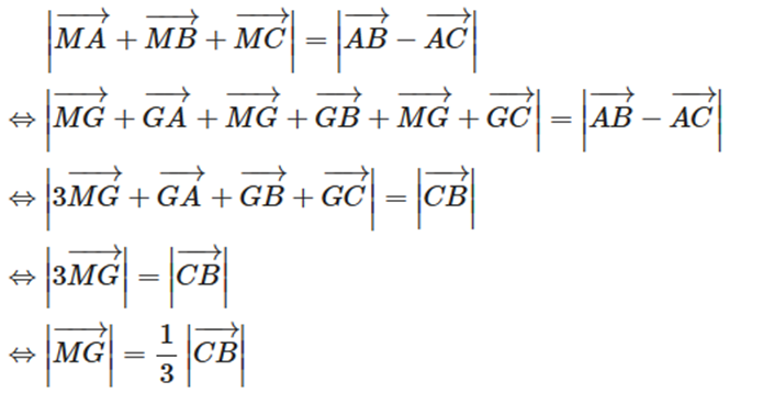 Cho tam giác ABC. Tìm tập hợp các điểm M sao cho vecto MA + vecto MB (ảnh 1)