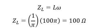 Đặt một điện áp xoay chiều có tần số góc ω=100π rad/s vào hai đầu đoạn mạch chỉ có cuộn cảm thuần có độ tự cảm L=1/π H.  (ảnh 1)