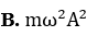 Một vật có khối lượng m, dao động điều hòa với phương trình x= Acoswt . Mốc thế năng ở vị trí cân bằng (ảnh 2)