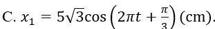 Dao động tổng hợp của hai dao động thành phần có dạng x= 5 cos( bi2t+ bi/3) . Biết rằng dao động thành phần,dao động thành phần (ảnh 5)