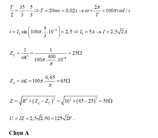 Đặt điện áp xoay chiều u= U căn bậc hai 2 cos ( 2pi ft) vào mạch điện có (ảnh 2)