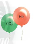 Có 2 quả bóng được bơm đầy 2 khí helium và carbon dioxide như hình bên:  (ảnh 1)