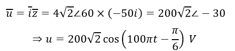 Một mạch điện xoay chiều chỉ chứa tụ điện có điện dung C=200/π  μF, cường độ dòng điện tức thời qua mạch có biểu thức i=4√2  cos⁡(100πt+π/3)   (ảnh 2)