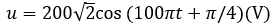 Đặt điện áp u= 200 căn bậc hai 2 cos (100 pi t+ pi/4) ( V) (t tính bằng s) vào hai đầu đoạn mạch có R,L,C mắc (ảnh 1)