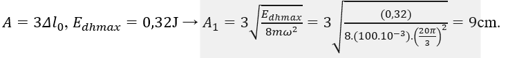 Khảo sát dao động điều hòa của hai con lắc lò xo treo thẳng đứng ở cùng một nơi có gia tốc trọng trường g=10=π^2 m/s^2 . Hình bên là đồ thị biểu diễn sự phụ thuộc của thế năng đàn hồi E_dh của mỗi con lắc vào thời gian. Biết vật nặng của mỗi con lắc có khối lượng m=100 g.  (ảnh 3)