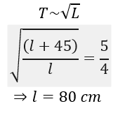 Ở một nơi trên mặt đất, hai con lắc đơn có chiều dài l và l+45 cm cùng được kích thích để dao động điều hòa với cùng biên độ.  (ảnh 2)