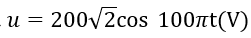 Điện áp giữa hai cực của một vôn kế nhiệt là u= 200 căn 2 cos 100 bi t(V) thì số chỉ của vôn kế là (ảnh 1)