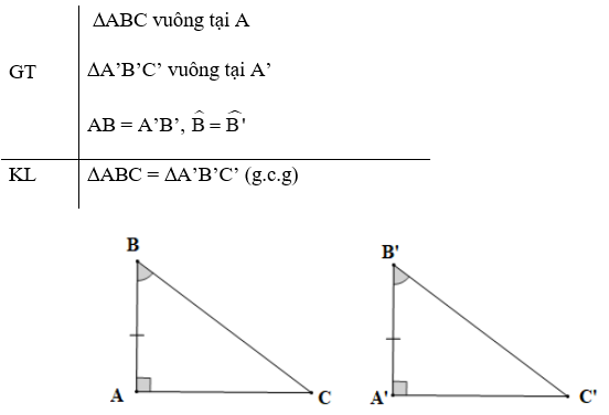 Hai tam giác vuông ABC (vuông tại đỉnh A) và A’B’C’ (vuông tại đỉnh A’)  (ảnh 2)