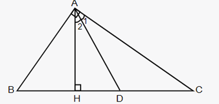Cho tam giác ABC vuông tại A đường cao AH, AD là tia phân giác góc HAC (ảnh 1)