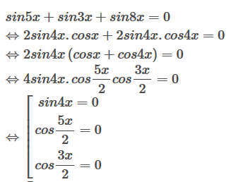 Giải phương trình a) sin5x + sin8x + sin3x = 0. b) 4cos^3 x + 3 căn bậc hai 2 (ảnh 1)