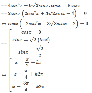 Giải phương trình a) sin5x + sin8x + sin3x = 0. b) 4cos^3 x + 3 căn bậc hai 2 (ảnh 3)
