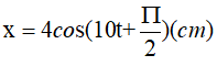 Một vật có khối lượng m =250g treo vào lò xo có độ cứng k =25(N/m). Từ VTCB ta truyền cho vật một vận tốc 40cm/s theo phương của lò xo. Chọn t = 0 khi vật qua VTCB theo chiều âm. Phương trình dao động của vật có dạng nào sau đây? (ảnh 3)