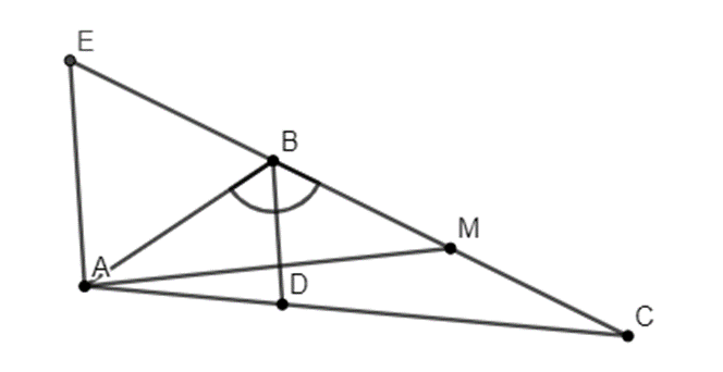 Cho tam giác ABC có góc B = 120độ, BC = 12 cm, AB = 6 cm. Đường phân giác (ảnh 1)