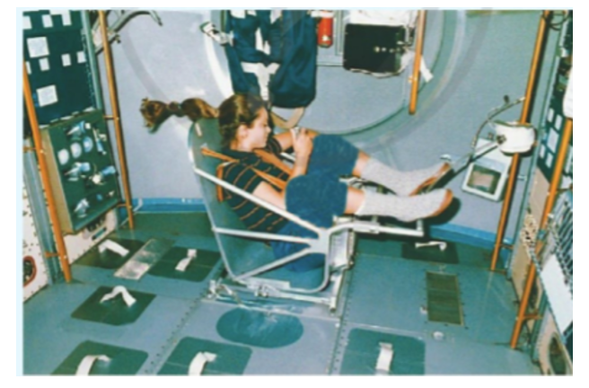 Tìm hiểu và trình bày ngắn gọn nguyên tắc hoạt động của thiết bị đo khối lượng của các phi hành gia trên tàu vũ trụ. (ảnh 1)