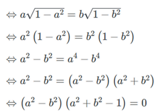 Cho a và b là hai số dương khác nhau thỏa mãn a - b = căn bậc hai (1 - b^2 (ảnh 2)