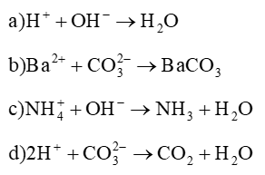 Viết phương trình dạng phân tử ứng với phương trình ion rút gọn sau : (ảnh 1)