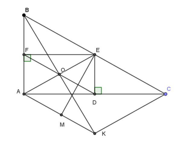 Cho ∆ABC vuông tại A (AB < AC), E là trung điểm của BC. Kẻ EF vuông góc với (ảnh 1)