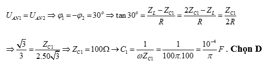 Đặt điện áp u= U0 cos (100pi t), U0 không đối vào hai đầu đoạn mạch như hình vẽ (ảnh 2)