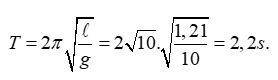Một con lắc đơn có chiều dài 121 cm dao động điều hòa tại nơi có gia tốc trọng trường g.  (ảnh 1)