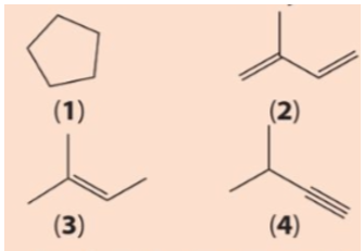 Cho công thức cấu tạo của các chất dưới đây:   a) Viết công thức phân tử của các chất trên. b) Cho biết trong các chất trên, chất nào là hydrocarbon không no, chất nào là alkene, chất nào là alkyne. (ảnh 1)