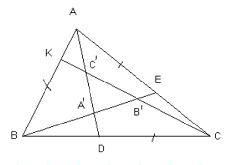 Cho tam giác ABC. Các đường cao AD, BE, CK (D, E, K tương ứng thuộc các cạnh BC (ảnh 1)