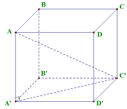 Tính thể tích V của khối lập phương ABCD.A'B'C'D', biết độ dài đường chéo AC' = căn bậc hai 3 a (ảnh 1)