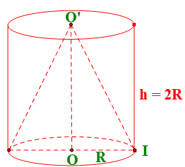 Cho hình trụ có hai đáy là hình tròn (O) và (O'), bán kính đáy bằng R và chiều cao bằng 2R. Một hình nón có đỉnh O' và đáy là hình tròn (O;R). Tỉ số diện tích toàn phần của hình trụ và hình nón bằng (ảnh 1)