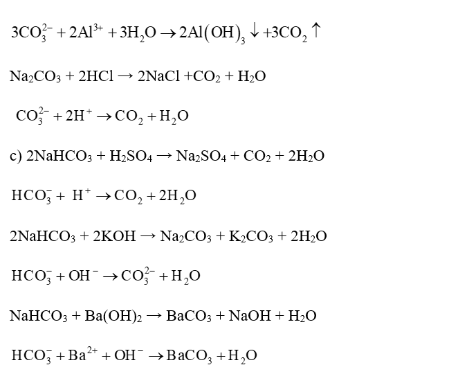 Viết phương trình dạng phân tử và ion rút gọn khi cho: a) Ba(HCO3)2 tác dụng với các dung  (ảnh 2)