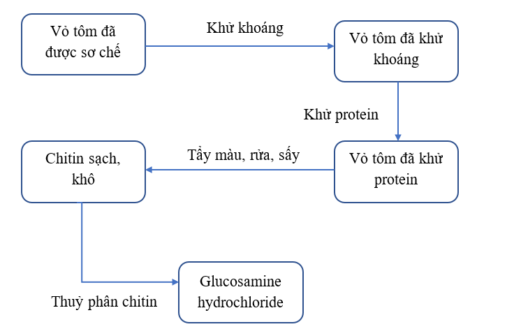 Trình bày quy trình điều chế glucosamine hydrochloride (dụng cụ, dung môi, nguyên liệu, thời gian …) (ảnh 1)