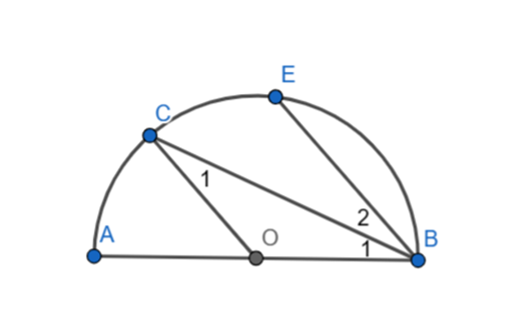 Cho nửa đường tròn (O) đường kính AB, C thuộc cung AB (CA < CB). Vẽ dây BE song (ảnh 1)