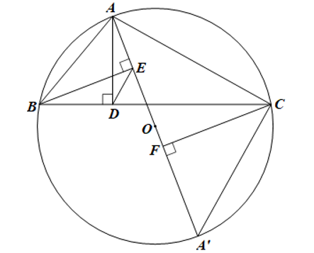 Cho đường tròn (O) dây cung BC (BC không là đường kính). Điểm A di động trên cung (ảnh 1)