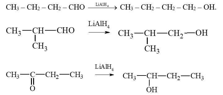 Viết sơ đồ phản ứng của các hợp chất carbonyl có công thức phân tử là C4H8O với LiAlH4. (ảnh 1)