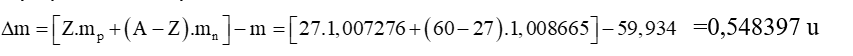 Hạt nhân 60Co27 có khối lượng mCo= 59,934u . Biết khối lượng của các hạt mp=1,007276u, mn= 1,008665u (ảnh 5)