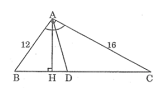 Tam giác ABC có góc A bằng 90 độ, AB = 12 cm, AC =16 cm; đường phân giác góc A cắt  (ảnh 1)