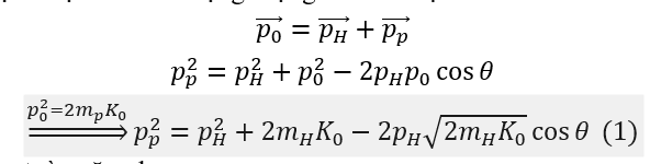Một hạt nhân Deuteron (_1^2)H với động năng ban đầu K_0 xác định được bắn vào một proton đang đứng yên. Sau va chạm đàn hồi hạt nhân Deuteron (_1^2)H lệch đi một góc θ so với phương ban đầu. Lấy khối lượng của các hạt bằng số khối của chúng tính bằng đơn vị u. Giá trị lớn nhất của θ là 	A. 30^0.	B. 60^0.	C. 45^0.	D. 20^0. (ảnh 2)