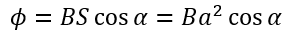 Một mạch kín phẳng, hình vuông cạnh a đặt trong từ trường đều. Biết vecto pháp tuyến (n ) ⃗ của mặt phẳng chứa mạch hợp với vecto cảm ứng từ (B ) ⃗ một góc α. Từ thông qua diện tích S là A. ϕ=Ba^2  cos⁡α.	B. ϕ=Ba sin⁡α.	C. ϕ=a cos⁡α.	D. ϕ=Ba^2  sin⁡α. (ảnh 1)