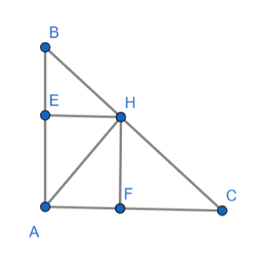 Cho tam giác ABC vuông tại A, đường cao AH. Kẻ HE vuông góc với AB tại E, HF vuông góc  (ảnh 1)