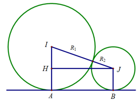 Cho hai khối cầu có tổng diện tích bằng 80 pi tiếp xúc ngoài nhau và cùng tiếp xúc với mặt phẳng (P) lần lượt tại hai điểm A, B. Tính tổng thể tích của hai khối cầu đó biết AB = 4 căn bậc hai 2 (ảnh 1)