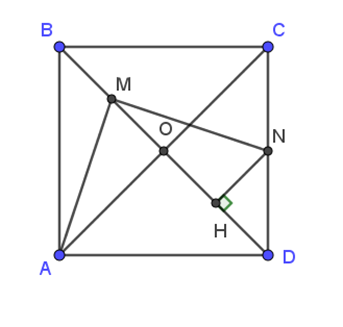 Cho hình vuông ABCD, O là giao điểm hai đường chéo AC và BD. Gọi M và N lần lượt  (ảnh 1)