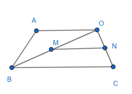 Cho hình thang OABC, M, N lần lượt là trung điểm của OB và OC. Chứng minh rằng: (ảnh 1)