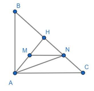 Cho tam giác ABC vuông tại A, đường cao AH. Gọi M và N lần lượt là trung điểm của (ảnh 1)