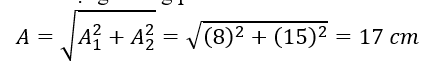 Hai dao động điều hòa cùng phương, cùng tần số có biên độ lần lượt là A_1=8 cm, A_2=15 cm và lệch pha nhau π/2.  (ảnh 1)