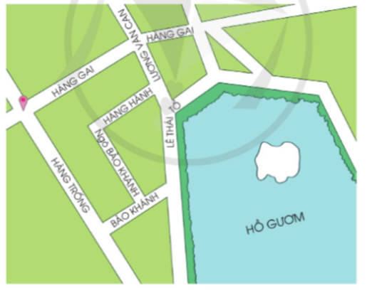 Dưới đây là lược đồ một số đường phố ở Hà Nội. Em hãy quan sát lược đồ và cho biết: a) Hai đường phố nào vuông góc với nhau. (ảnh 1)