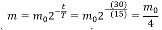 Natri (_11^24)Na là chất phóng xạ β^- với chu kì bán rã 15 h. Ban đầu có một mẫu (_11^24)Na nguyên chất có khối lượng m_0 . (ảnh 1)