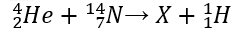 Dùng hạt α có động năng K bắn vào hạt nhân (_7^14)N  đứng yên gây ra phản ứng (_2^4)He+(_7^14)N→ X+(_1^1)H Phản ứng này thu năng lượng 1,21 MeV và không kèm theo bức xạ gamma. Lấy khối lượng các hạt nhân tính theo đơn vị u bằng số khối của chúng. Hạt nhân X và hạt nhân (_1^1)H bay ra theo các hướng hợp với hướng chuyển động của hạt α các góc lần lượt là 23^0 và 67^0. Động năng của hạt nhân X là 	A. 0,775 MeV. 	B. 1,75 MeV.	C. 1,27 MeV.	D. 3,89 MeV. (ảnh 1)